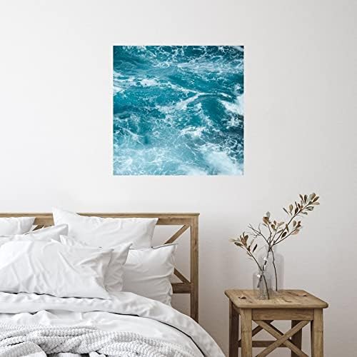 גלי אוקיינוס חוף נושא קיר מדבקות מותאם אישית נוף ימי כחול שמן ציור יצירות אמנות קיר מדבקות ויניל