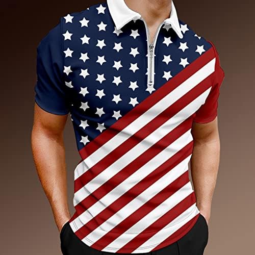 חולצות פולו דגל אמריקאי לגברים פטריוטיות 4 ביולי חולצות טי טי קיץ וינטג 'שרוולים קצרים