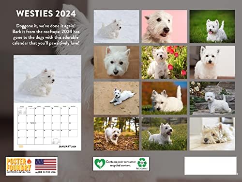 לוח השנה של ווסטי 2024 לוח השנה הקיר מתנות ווסטי לנשים גברים ואוהבי כלבים