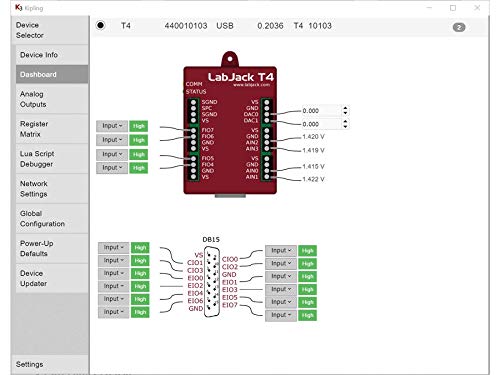 מכשיר DAQ רב-תכליתי T4-USB או Ethernet עם עד 12 כניסות אנלוגיות או 16 קלט/פלט דיגיטלי, 2 פלטים