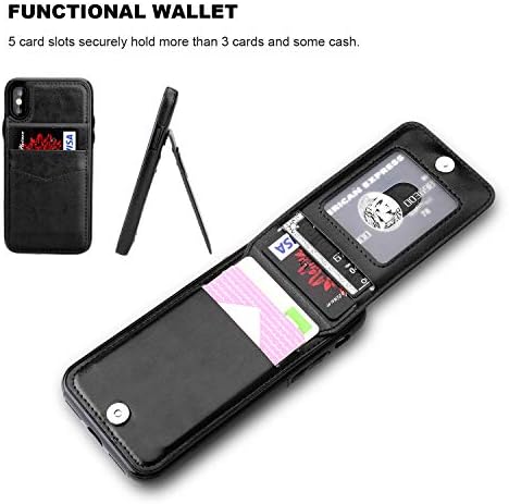 מקרה ארנק עם כרטיס אשראי מחזיק, פרימיום עור מגנטי אבזם רגלית כבד החובה מגן כיסוי לאייפון אקס / איקס 5.8