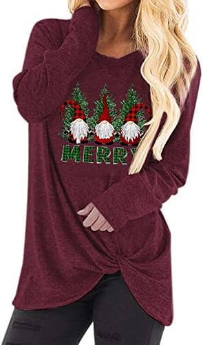 חג המולד חולצה נשים משובץ הדפסת עץ חולצה חג המולד ארוך שרוול סווטשירט חג חולצות חולצות