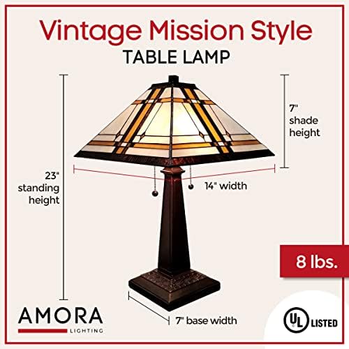 מנורת שולחן טיפאני וינטג '- מנורת שידה ויטראז '- מנורת לילה שולחן עם תאורת טיפאני-23 מנורות ויטראז' לסלון