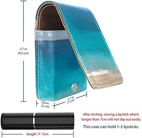 מיני שפתון מקרה עם מראה עבור ארנק, חוף אוקיינוס חול ים מים נייד מקרה מחזיק ארגון