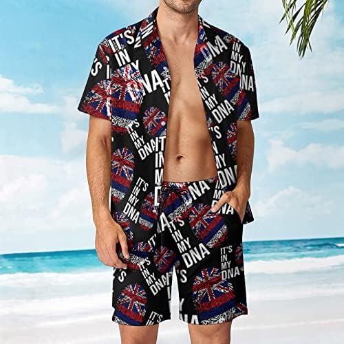זה ב- DNA My Hawaii State Flage's Met's 2 חלקים תלבושות חוף כפתור הוואי למטה חולצה עם שרוול קצר וחליפות