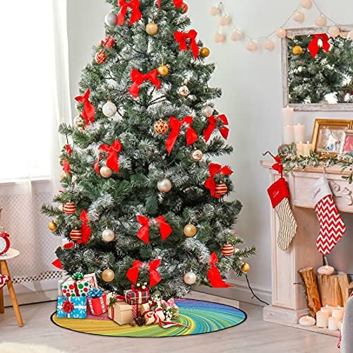 מחצלת עץ חג המולד Visesunny מחצלת קשת מערבולת עץ עץ מעמד מחצלת מגן רצפה סופג