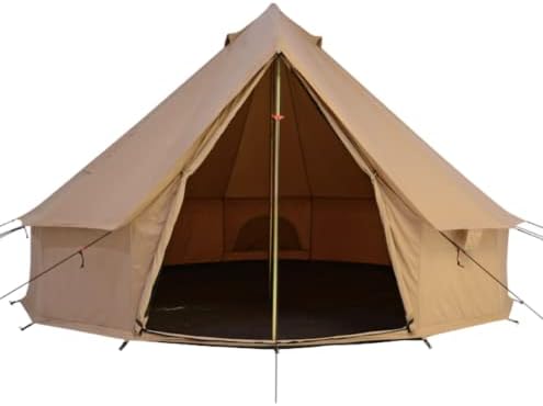 אוהל פעמון בד עם שקע תנור, עמיד למים, 4 עונות קמפינג חיצוני יוקרתי ואוהל יורט גלמפינג
