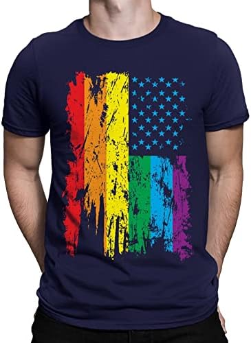 חג חולצות לגברים קצר שרוול פטריוטית אמריקאי דגל עגול צוואר קיץ חוף גברים של גרפי חולצה