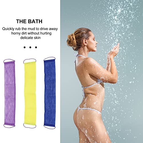 Beavorty Bath Sponge 3PCs פילינג אחורי קרצוף מקלחת גב אחורי רצועה ניילון פילינג גוף קרצוף גוף מורחב גוף פילינג