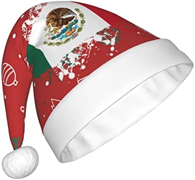 דגל של מקסיקו נשר מצחיק מבוגרים קטיפה סנטה כובע חג המולד כובע לנשים & מגבר; גברים חג המולד חג כובע