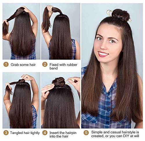 2 יחידות בצורת שיער סיכות ירח אלגנטי שיער מקלות אכילה בצורת כיסוי ראש שיער סטיילינג אביזרי עבור אישה בנות