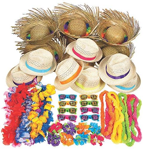 גרנד ואאו מסיבת לבישים ערכת עבור 50-156 חתיכות-כולל לייס , כובעים, משקפי שמש ועוד - חוף טיקי ספקי צד