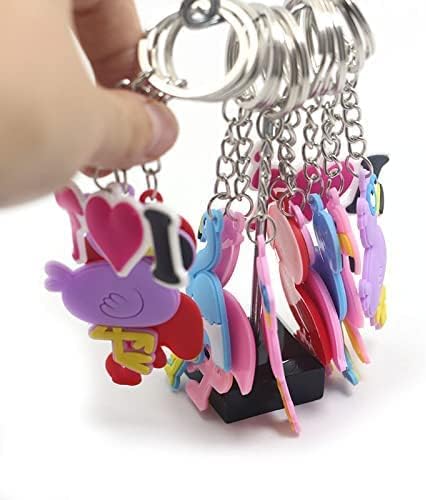 Gocavo 50 פאק מחזיק מפתחות חמוד, מחזיק מפתחות למסיבות קריקטורה לילדים, מחזיק מפתחות תרמיל, יום הולדת לחג המולד