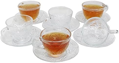 שף קפטאין תה/קפה כוס אלגנטית כוס אלגנטית ומערכת צלוחית, 12 חלקים